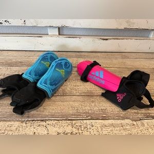 Blue and pink shinguards